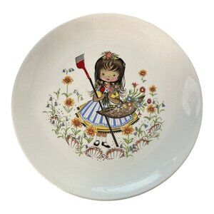 Vintage James Kent Old Foley Plate – Girl with Basket Design – Staffordshire Chi